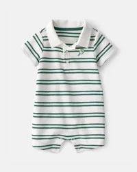 Carter's Baby Boy Pickleball Stripe Short-Sleeve Romper - Green/White 12M