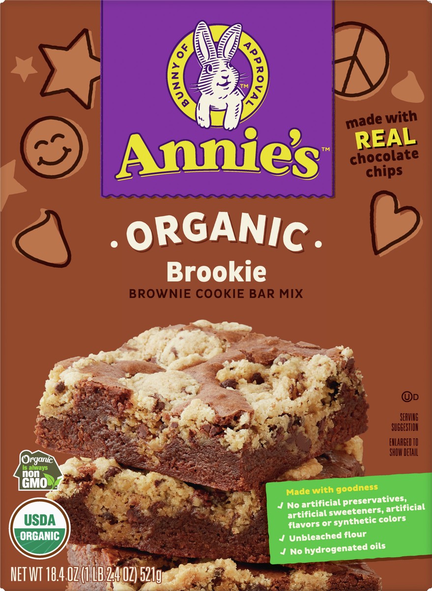 slide 12 of 13, Annie's Organic Brookie Cookie Brownie Bar Baking Mix, Made With Real Chocolate Chips, 18.4 oz. , 18.4 oz