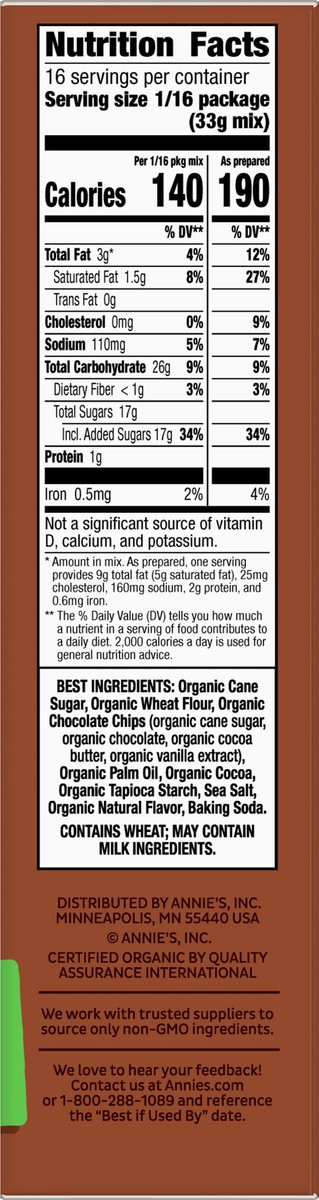 slide 4 of 13, Annie's Organic Brookie Cookie Brownie Bar Baking Mix, Made With Real Chocolate Chips, 18.4 oz. , 18.4 oz