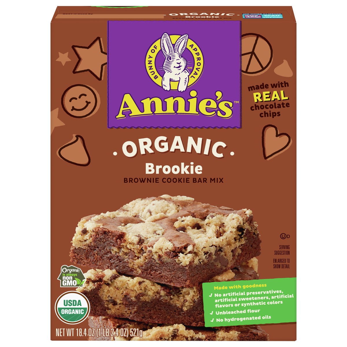 slide 9 of 13, Annie's Organic Brookie Cookie Brownie Bar Baking Mix, Made With Real Chocolate Chips, 18.4 oz. , 18.4 oz