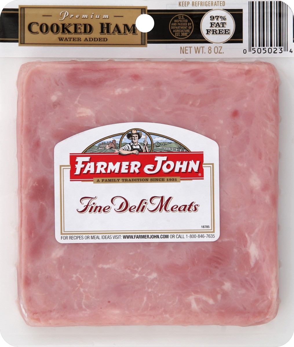 slide 4 of 5, Farmer John Cooked Sliced Ham, 8 oz