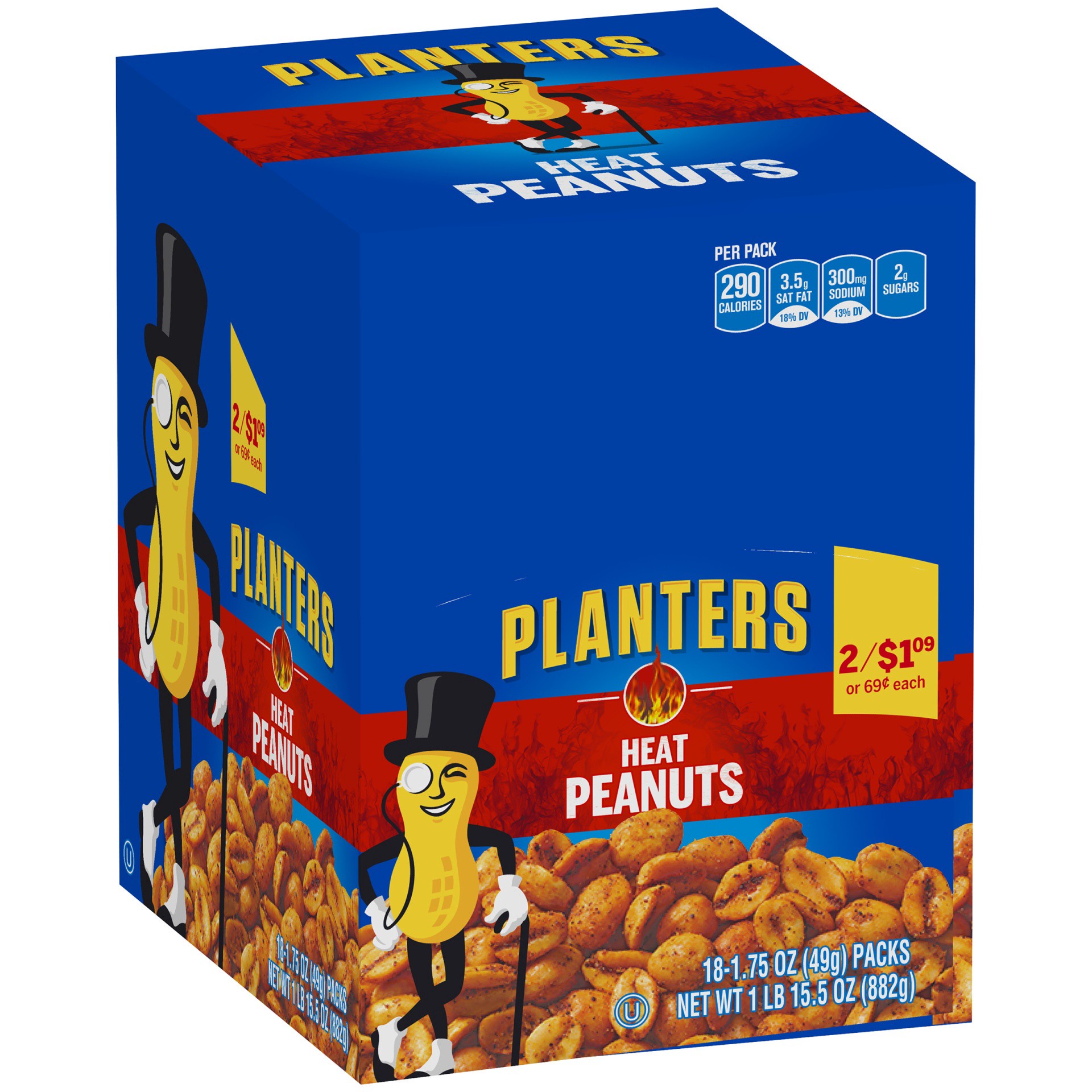 slide 6 of 10, Planters Heat Peanuts Tube, 18 ct