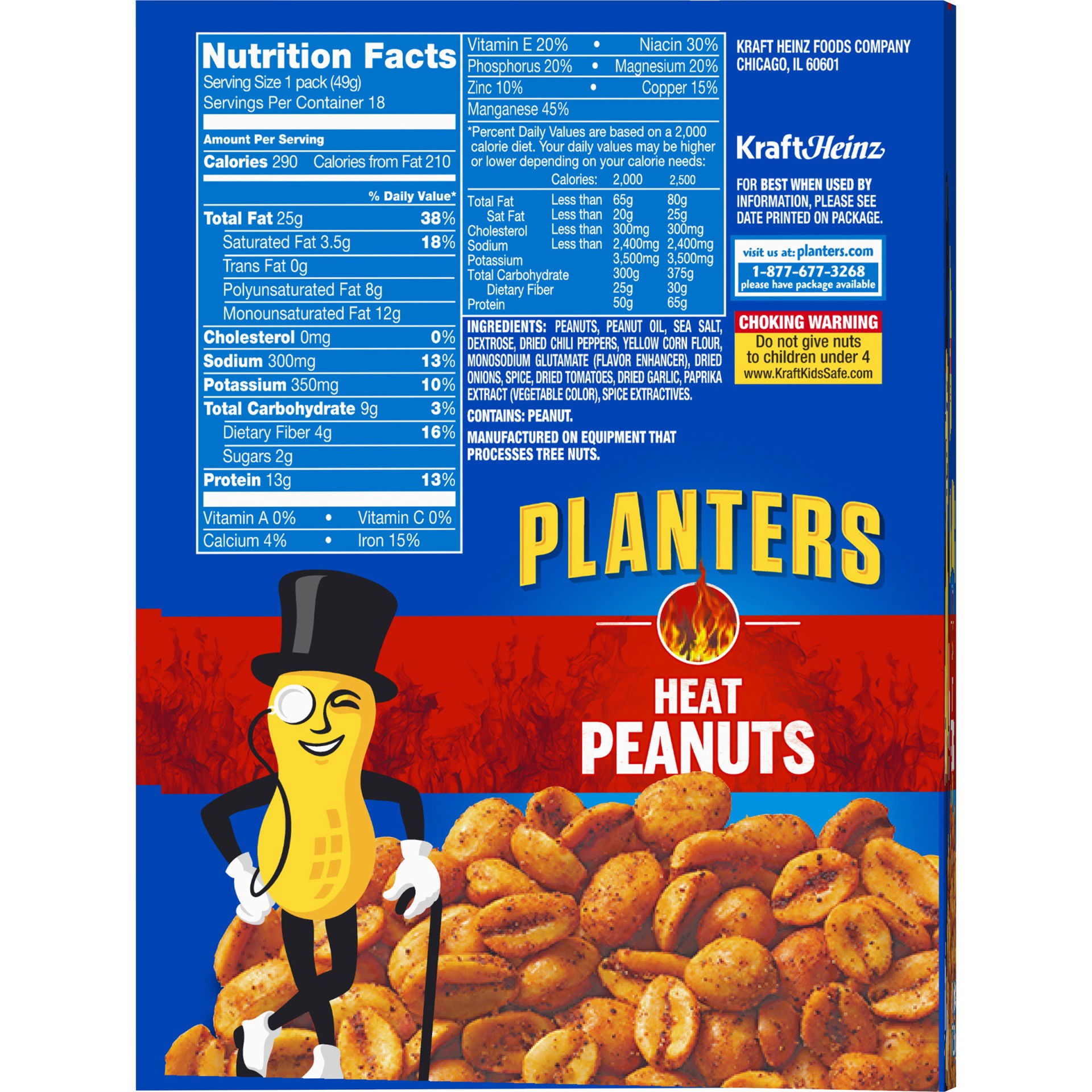 slide 10 of 10, Planters Heat Peanuts Tube, 18 ct