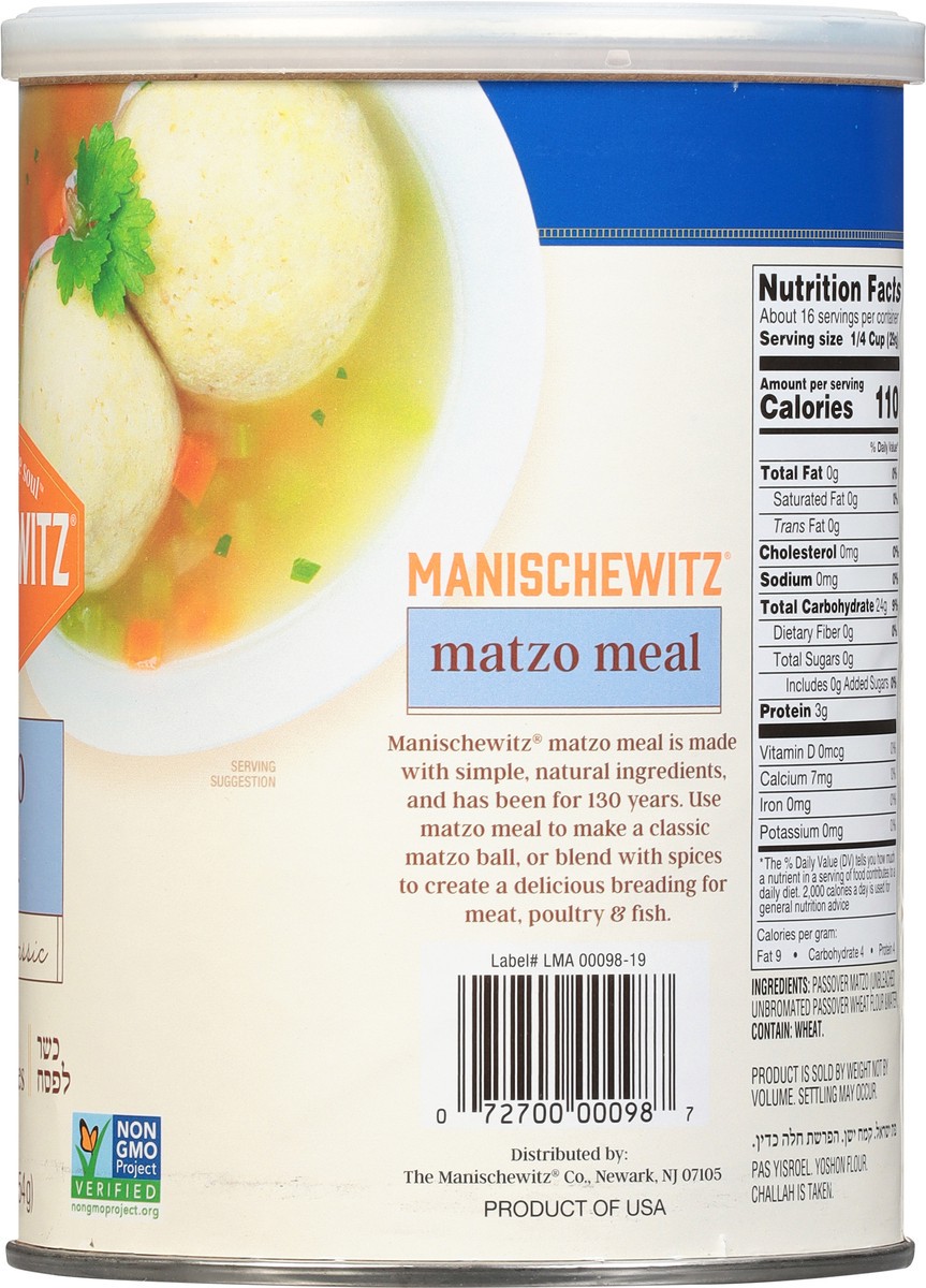 slide 8 of 9, Manischewitz Unsalted Matzo Meal, 16 oz