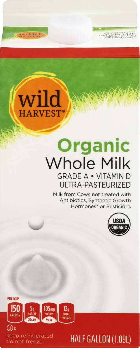 slide 2 of 7, Wild Harvest Organic Whole Milk, 64 fl oz