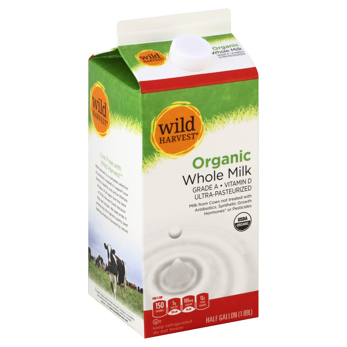 slide 7 of 7, Wild Harvest Organic Whole Milk, 64 fl oz