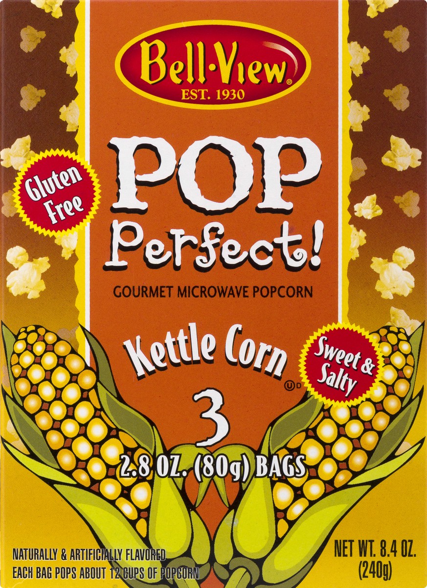slide 8 of 13, Bell-View Gluten Free Sweet & Salty / Kettle Corn Microwave Popcorn 3 ea, 3 ct