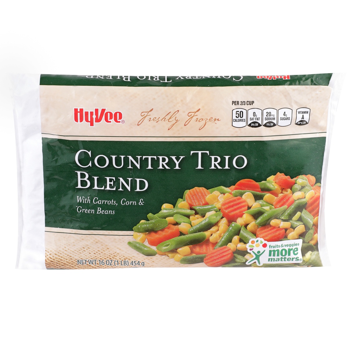 slide 1 of 1, Hy-vee Freshly Frozen Country Trio Blend With Carrots, Corn & Green Beans, 16 oz