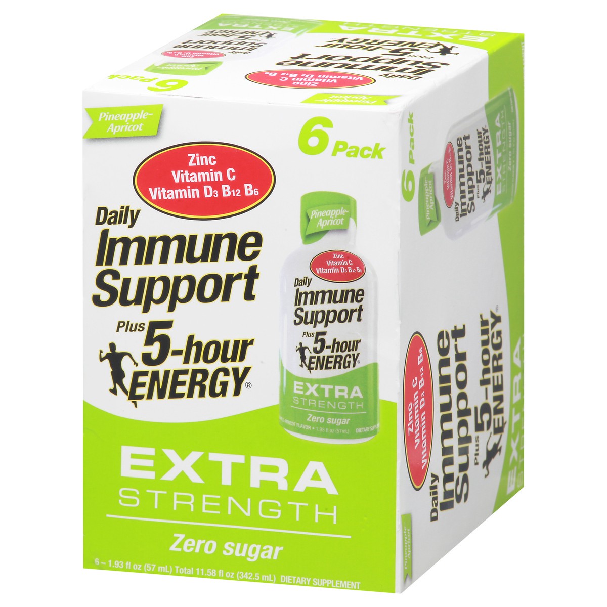 slide 3 of 9, 5-hour ENERGY Daily Immune Support Extra Strength Pineapple Apricot 6 pack, 1.93 oz
