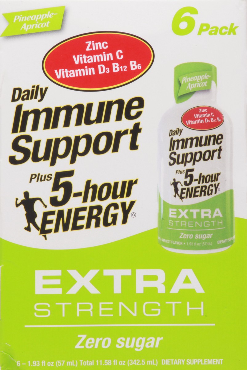 slide 6 of 9, 5-hour ENERGY Daily Immune Support Extra Strength Pineapple Apricot 6 pack, 1.93 oz