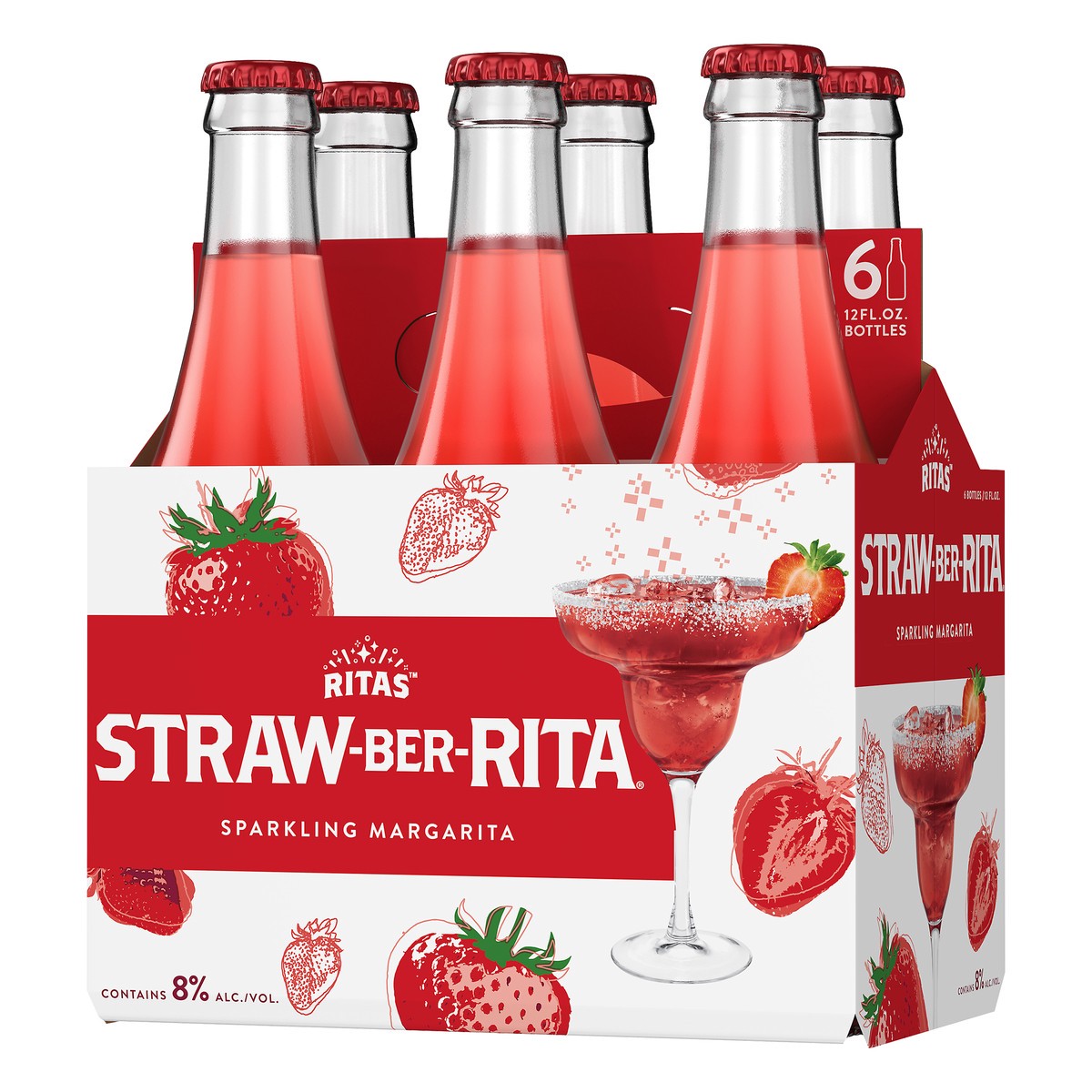 slide 8 of 8, RITAS™ Straw-Ber-Rita Sparkling Margarita, 6 Pack 12 fl. oz. Bottles, 6 ct