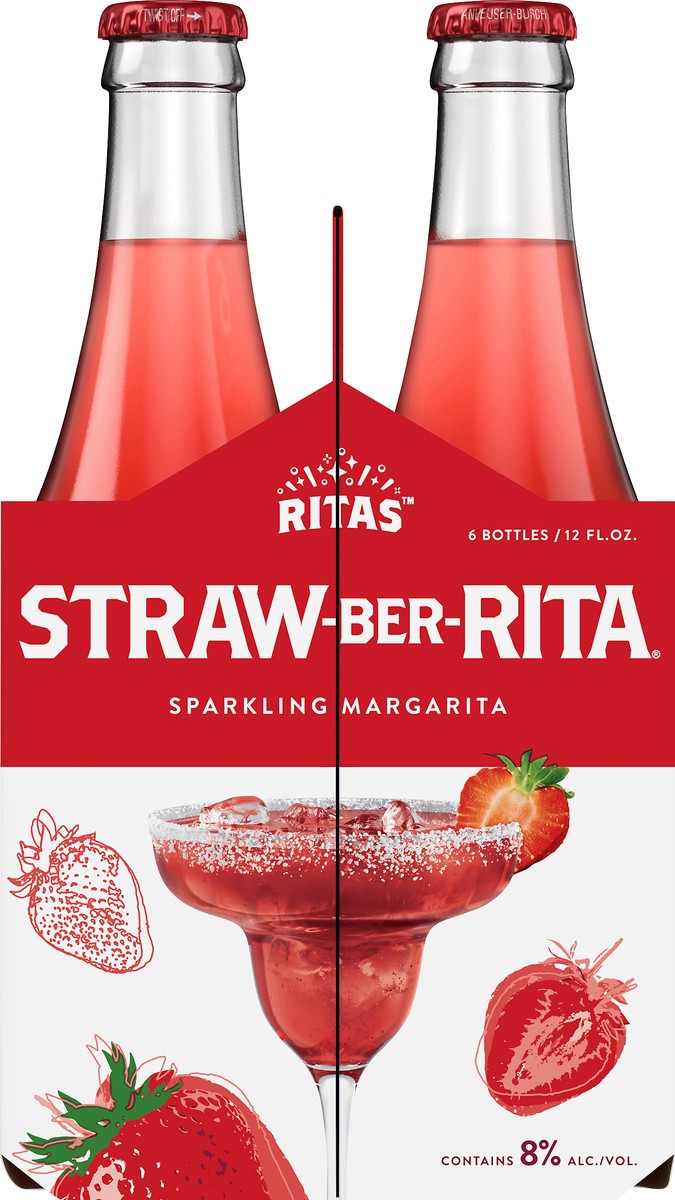 slide 5 of 8, RITAS™ Straw-Ber-Rita Sparkling Margarita, 6 Pack 12 fl. oz. Bottles, 6 ct