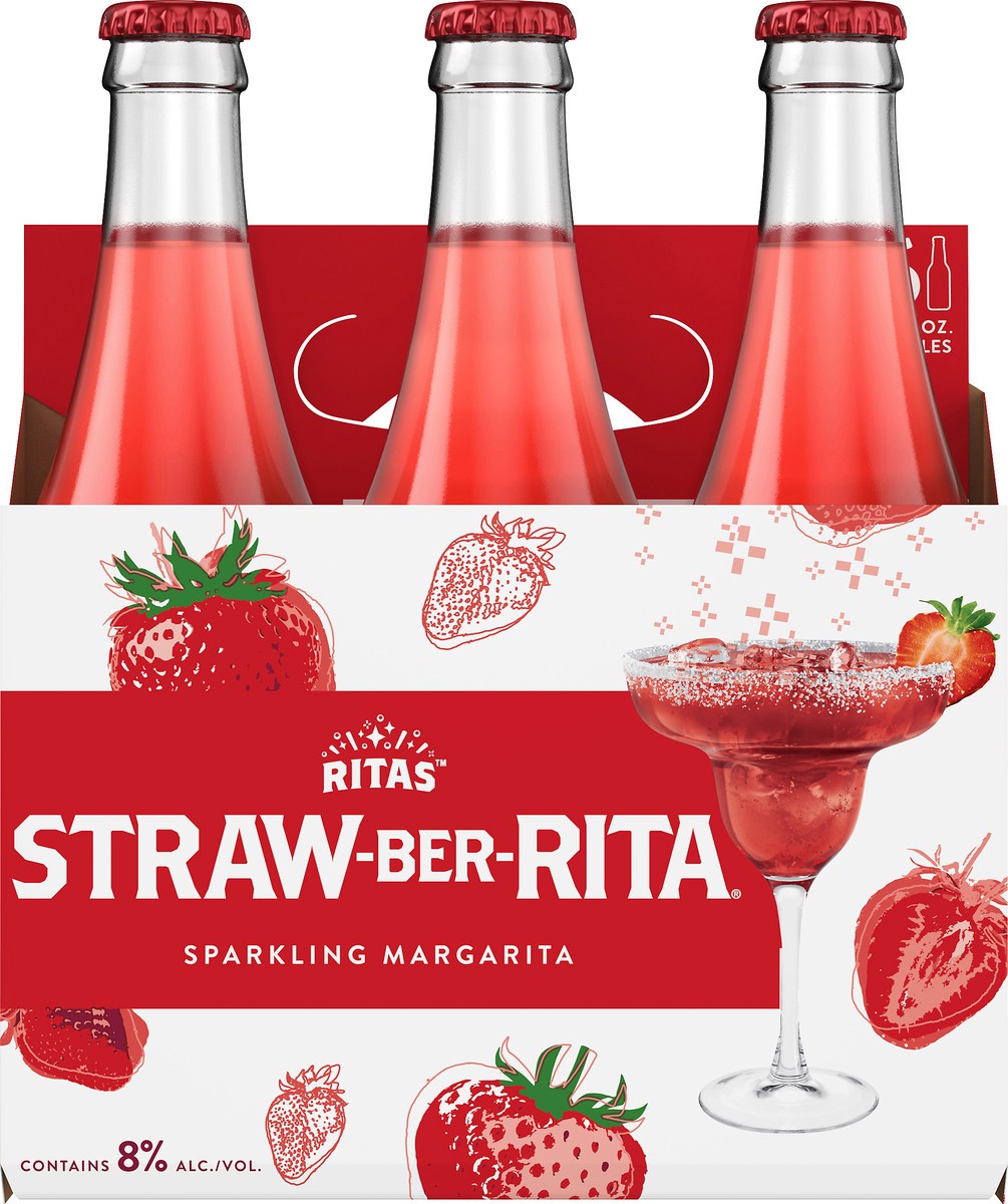 slide 4 of 8, RITAS™ Straw-Ber-Rita Sparkling Margarita, 6 Pack 12 fl. oz. Bottles, 6 ct