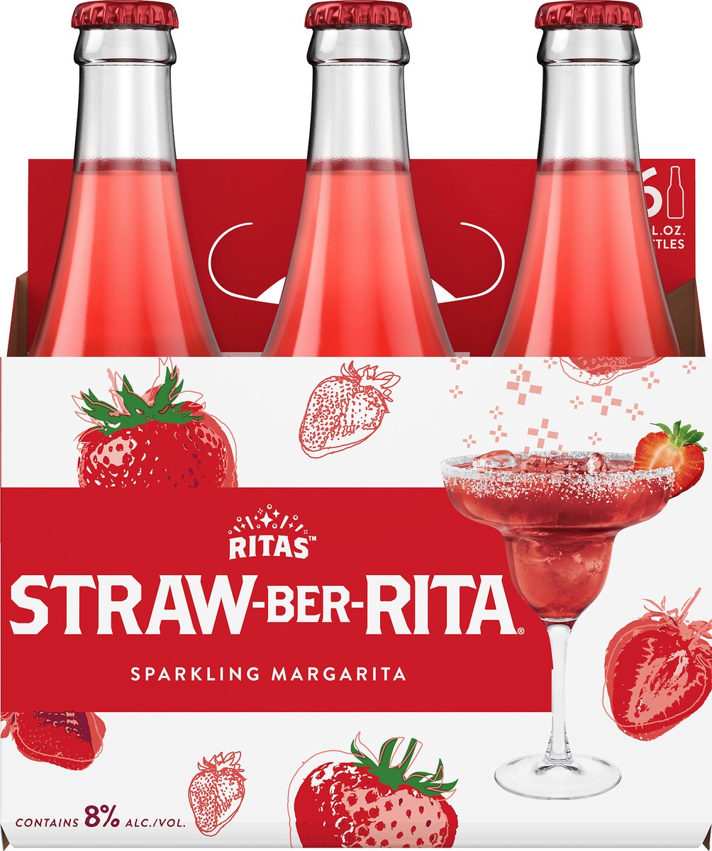 slide 6 of 8, RITAS™ Straw-Ber-Rita Sparkling Margarita, 6 Pack 12 fl. oz. Bottles, 6 ct