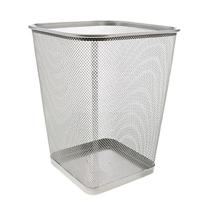 slide 1 of 1, Simplify Silver Square Mesh Trash Can, 1 ct