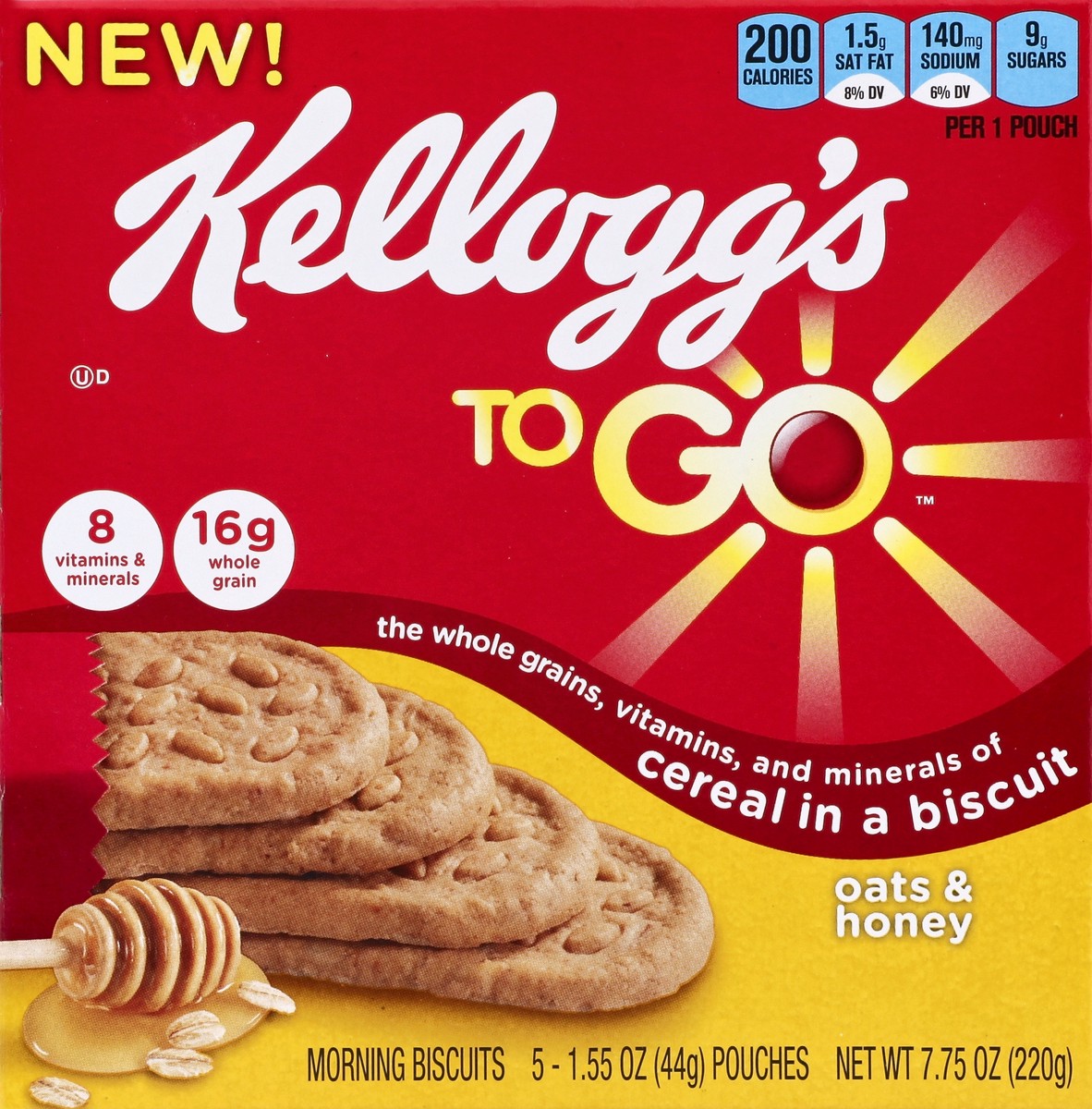 slide 5 of 6, Kellogg's To Go Cereal In A Biscuit Oats & Honey, 7.75 oz