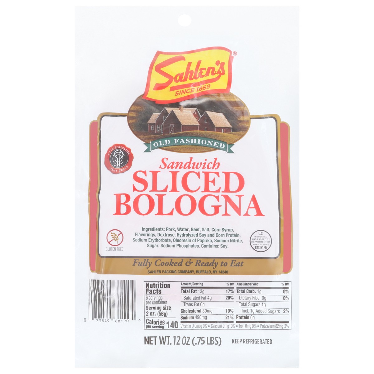 slide 5 of 6, Sahlen's Sliced Old Fashioned Sandwich Bologna 12 oz, 12 oz