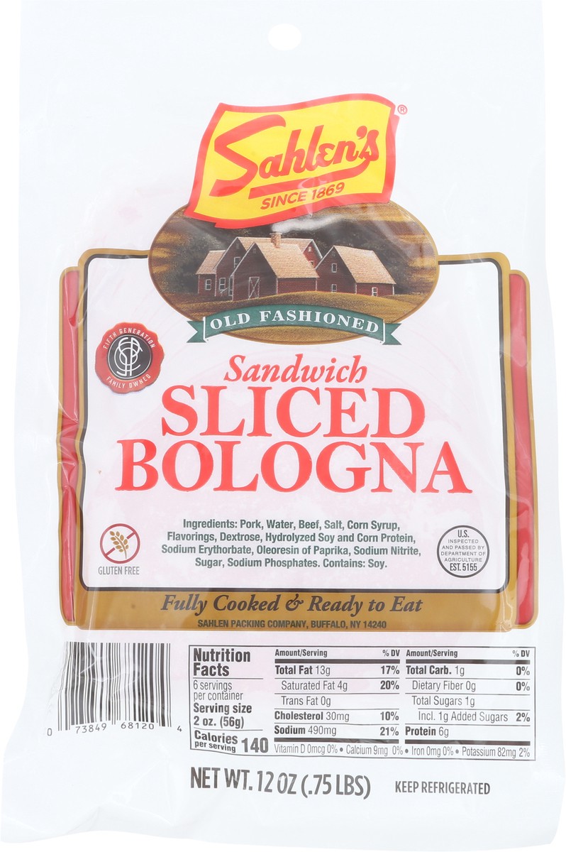 slide 2 of 6, Sahlen's Sliced Old Fashioned Sandwich Bologna 12 oz, 12 oz