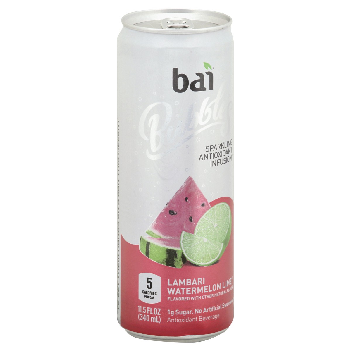 slide 12 of 13, Bai Bubbles Sparkling Water, Lambari Watermelon Lime, Antioxidant Infused Drinks, 11.5 Fluid Ounce Can, 11.50 fl oz