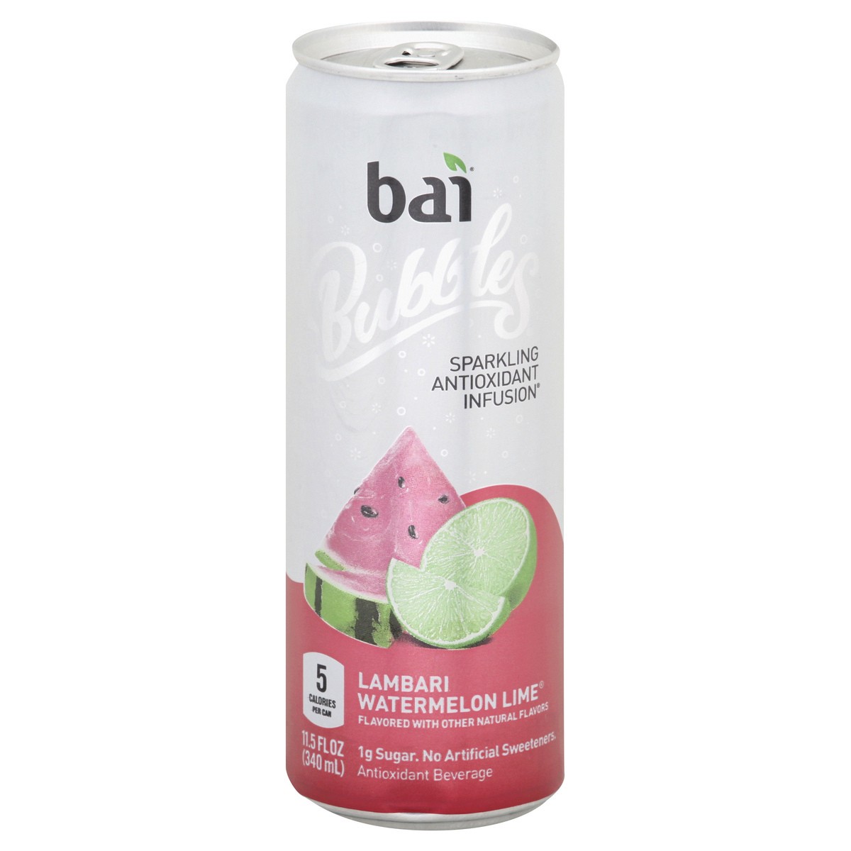 slide 13 of 13, Bai Bubbles Sparkling Water, Lambari Watermelon Lime, Antioxidant Infused Drinks, 11.5 Fluid Ounce Can, 11.50 fl oz