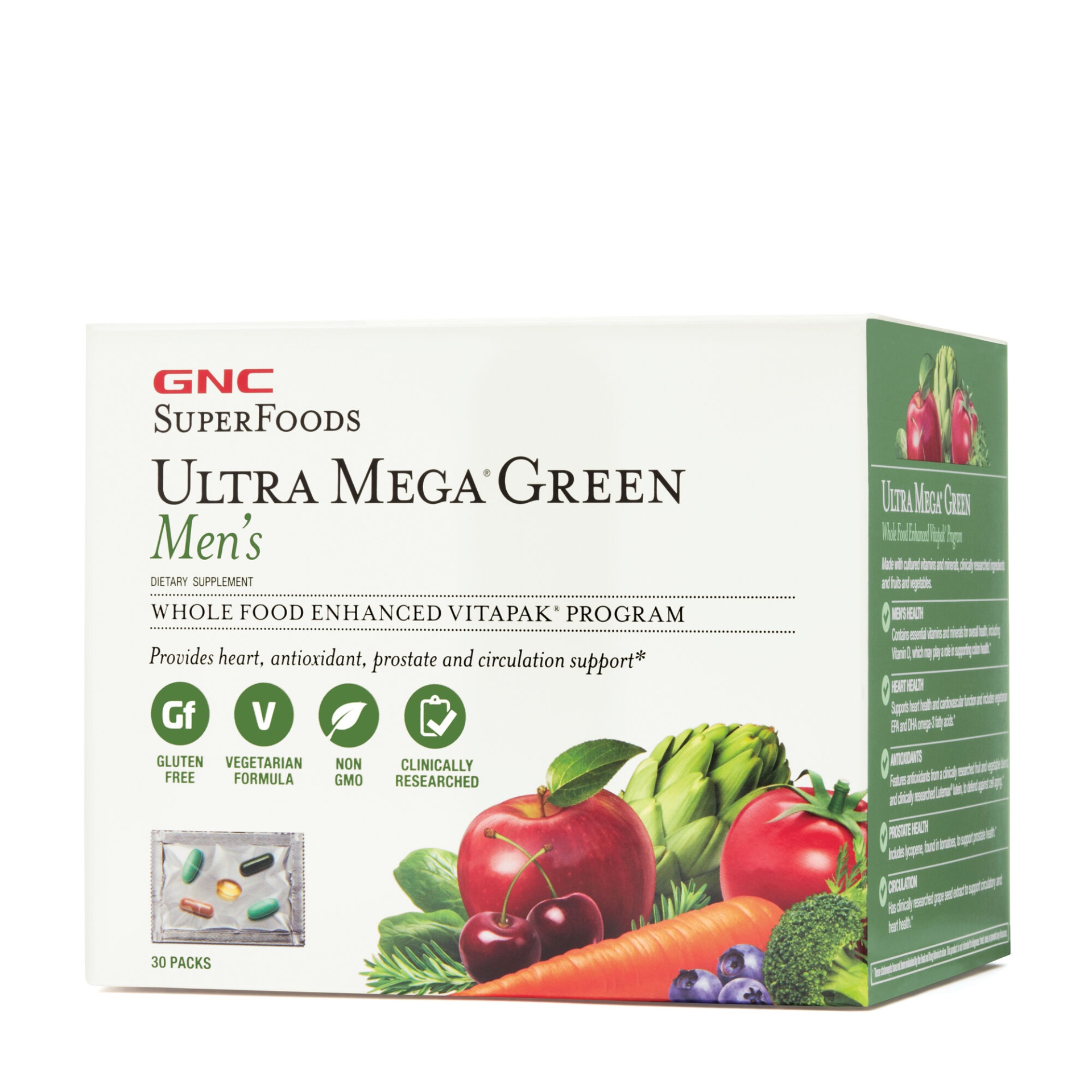 slide 1 of 1, GNC SuperFoods Ultra Mega Green Men's Vitapak Program, 30 ct