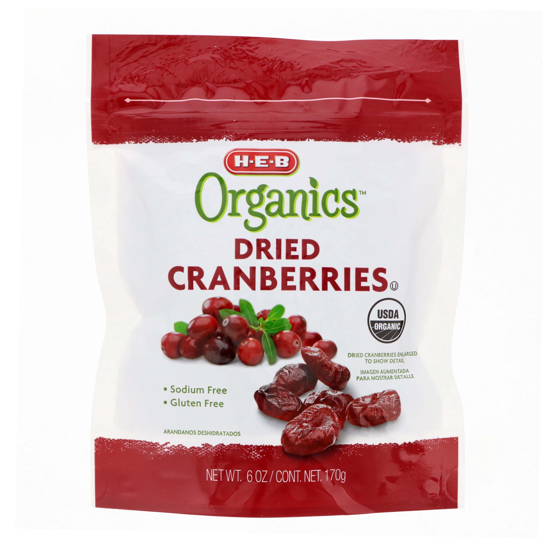 slide 1 of 1, H-E-B Organics Dried Cranberries, 6 oz