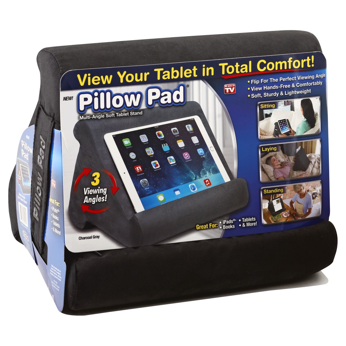 slide 2 of 9, Pillow Pad Charcoal Gray Soft Multi-Angle Tablet Stand 1 ea, 1 ct