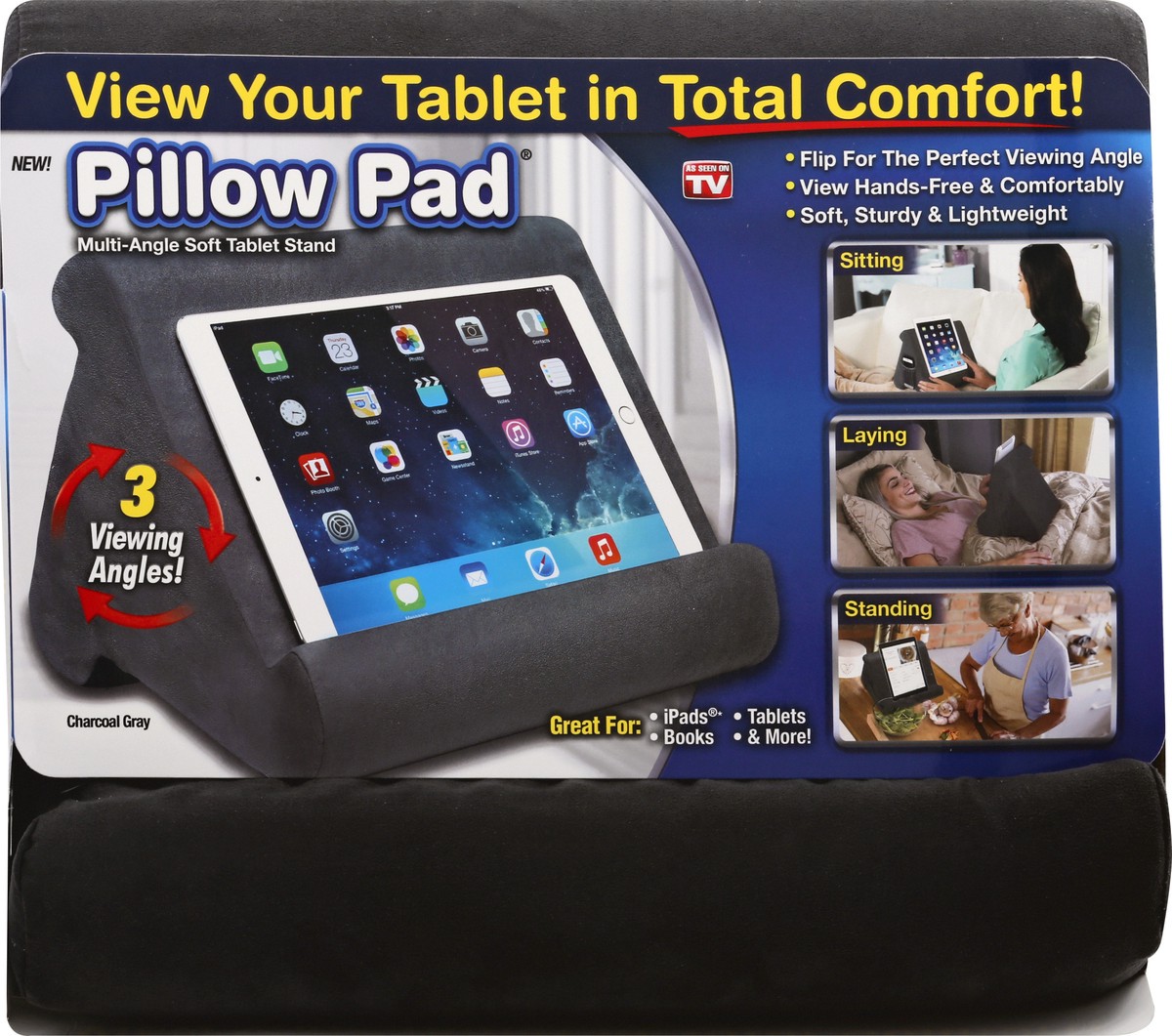 slide 6 of 9, Pillow Pad Charcoal Gray Soft Multi-Angle Tablet Stand 1 ea, 1 ct