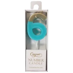 Caspari Turquoise/Gold 6 Number Candle 1 ea
