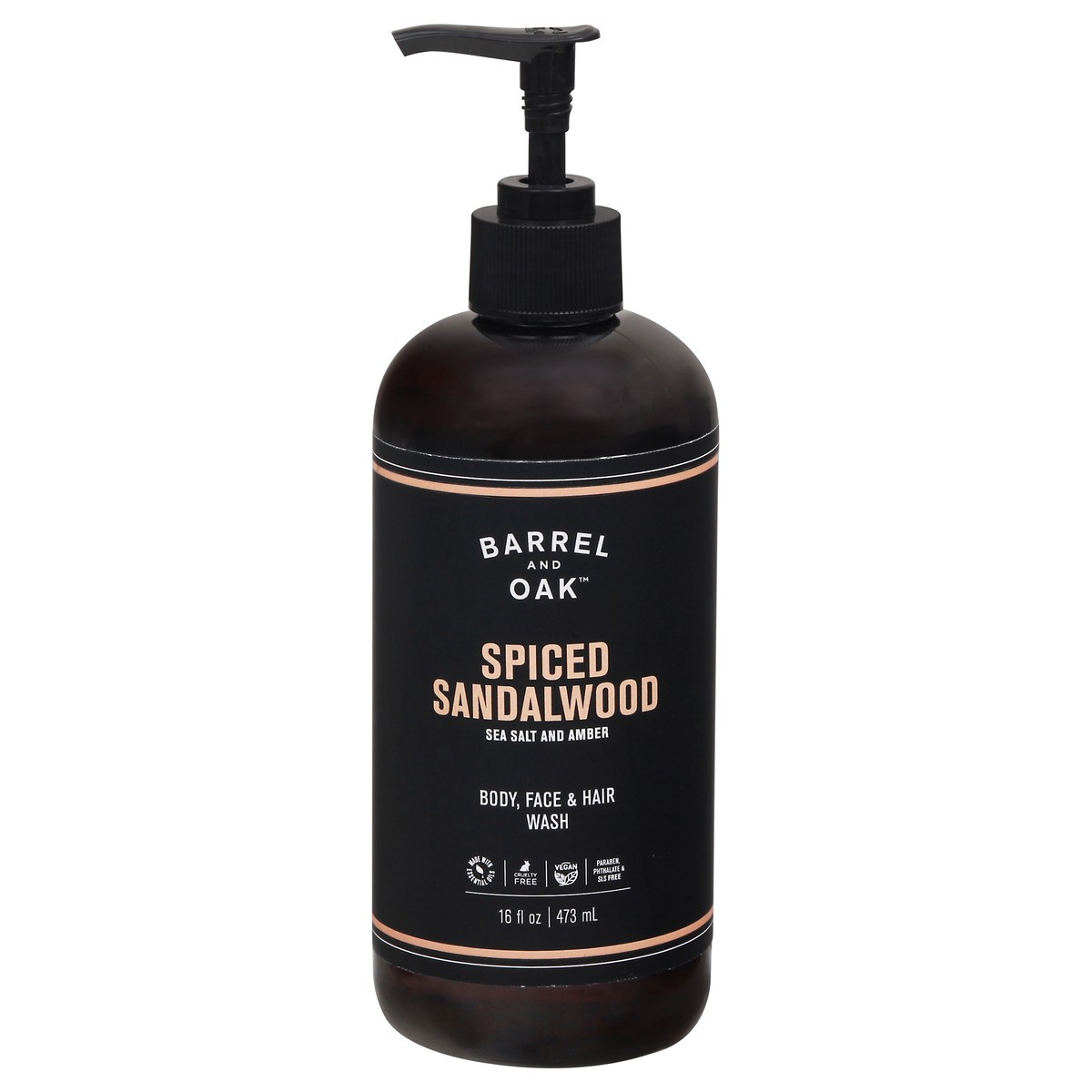 slide 12 of 12, Barrel and Oak Spiced Sandalwood Body, Face & Hair Wash 16 fl oz, 16 oz