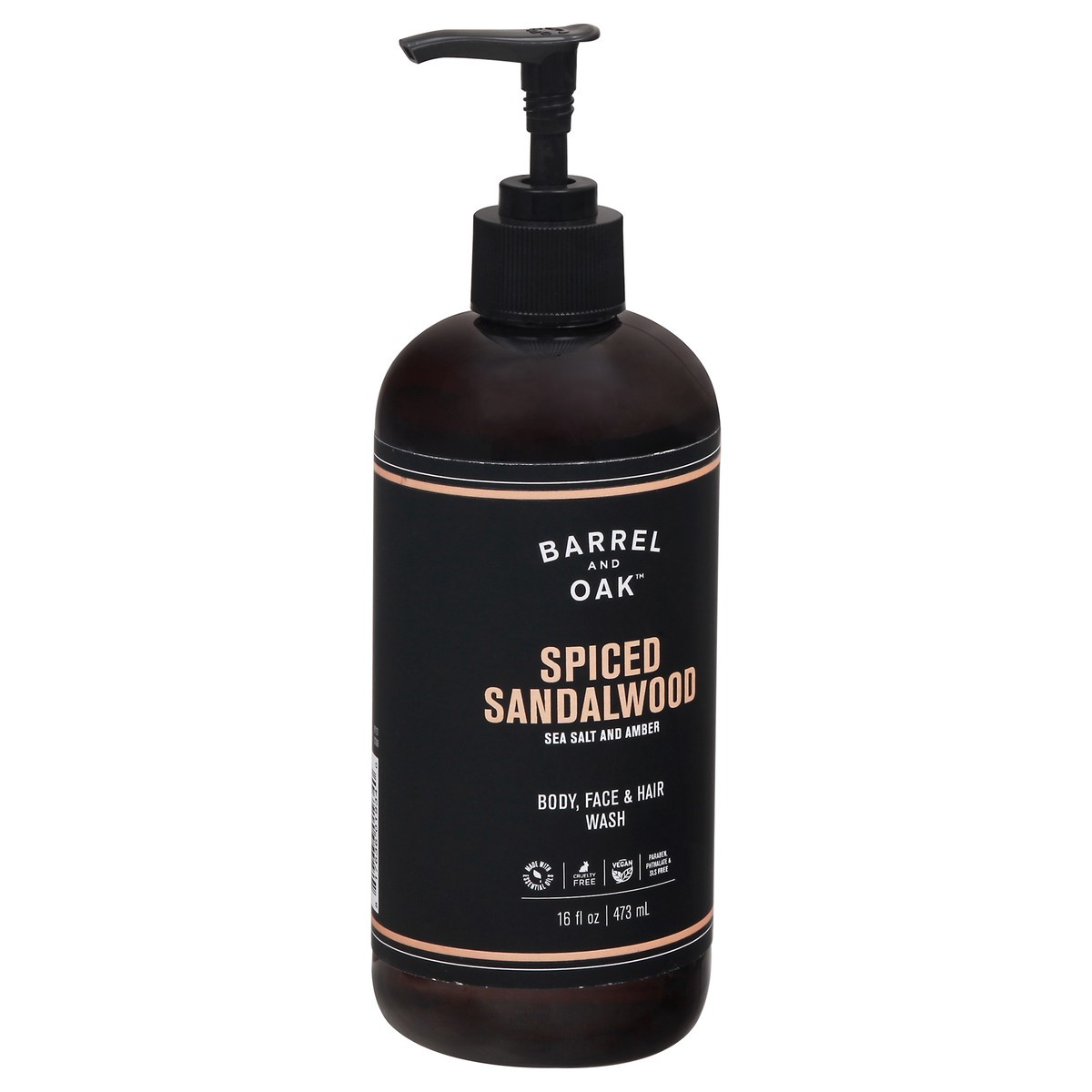 slide 11 of 12, Barrel and Oak Spiced Sandalwood Body, Face & Hair Wash 16 fl oz, 16 oz