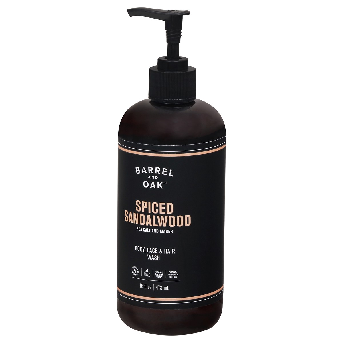 slide 5 of 12, Barrel and Oak Spiced Sandalwood Body, Face & Hair Wash 16 fl oz, 16 oz