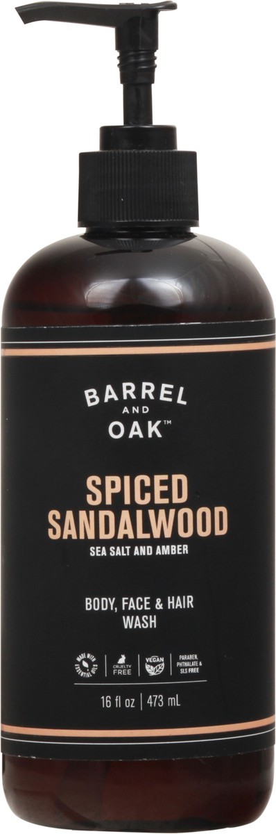 slide 1 of 12, Barrel and Oak Spiced Sandalwood Body, Face & Hair Wash 16 fl oz, 16 oz