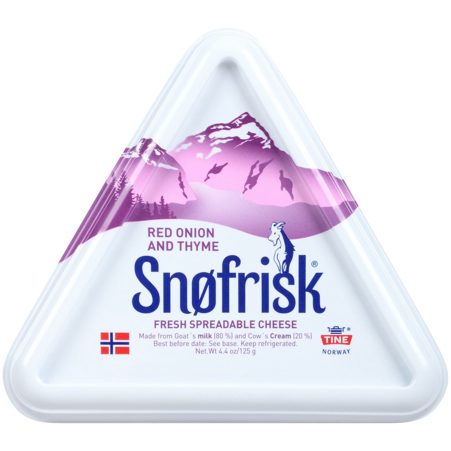 slide 1 of 8, Snøfrisk Snofrisk Red Onion and Thyme Fresh Spreadable Cheese, 4.4 oz