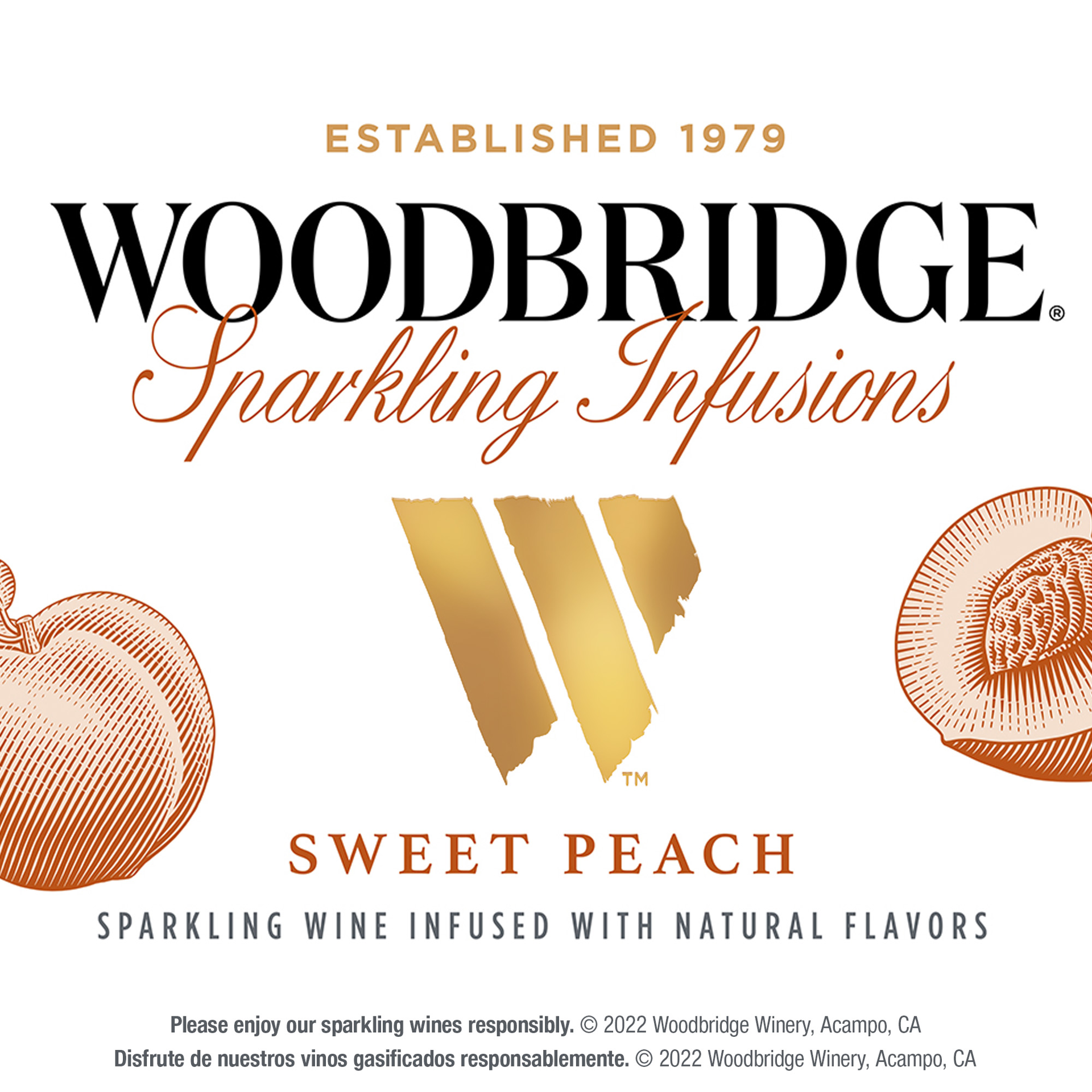 slide 5 of 10, Woodbridge by Robert Mondavi Sparkling Infusions Sweet Peach Sparkling Wine, 750 mL Bottle, 25.35 fl. oz