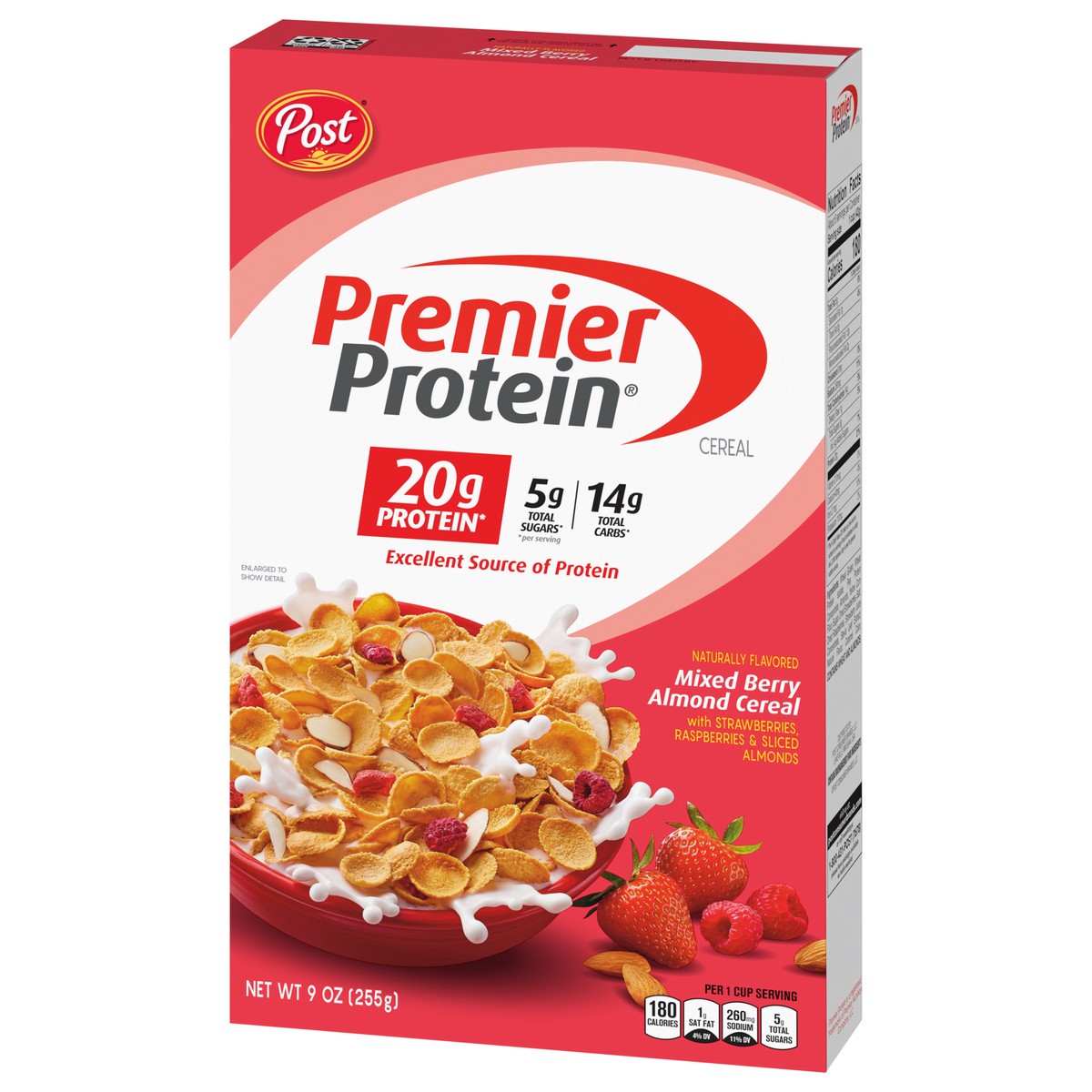 slide 8 of 9, Post Premier Protein Mixed Berry Almond Cereal, 9 OZ Box, 9 oz