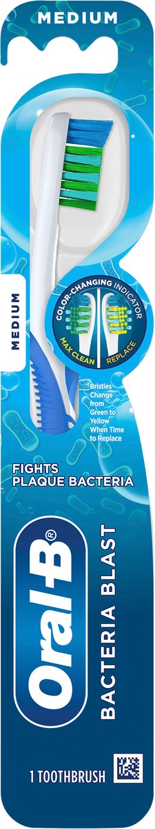 slide 3 of 3, Oral-B Bacteria Blast Manual Toothbrush, Medium, 1 Count, 1 ct