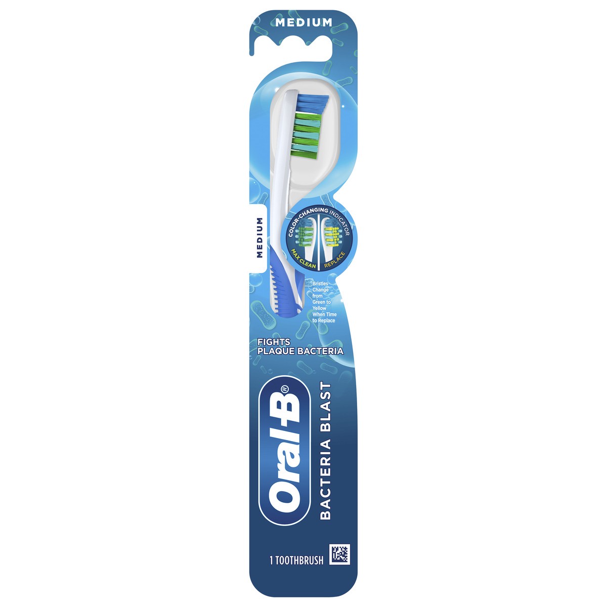 slide 1 of 3, Oral-B Bacteria Blast Manual Toothbrush, Medium, 1 Count, 1 ct