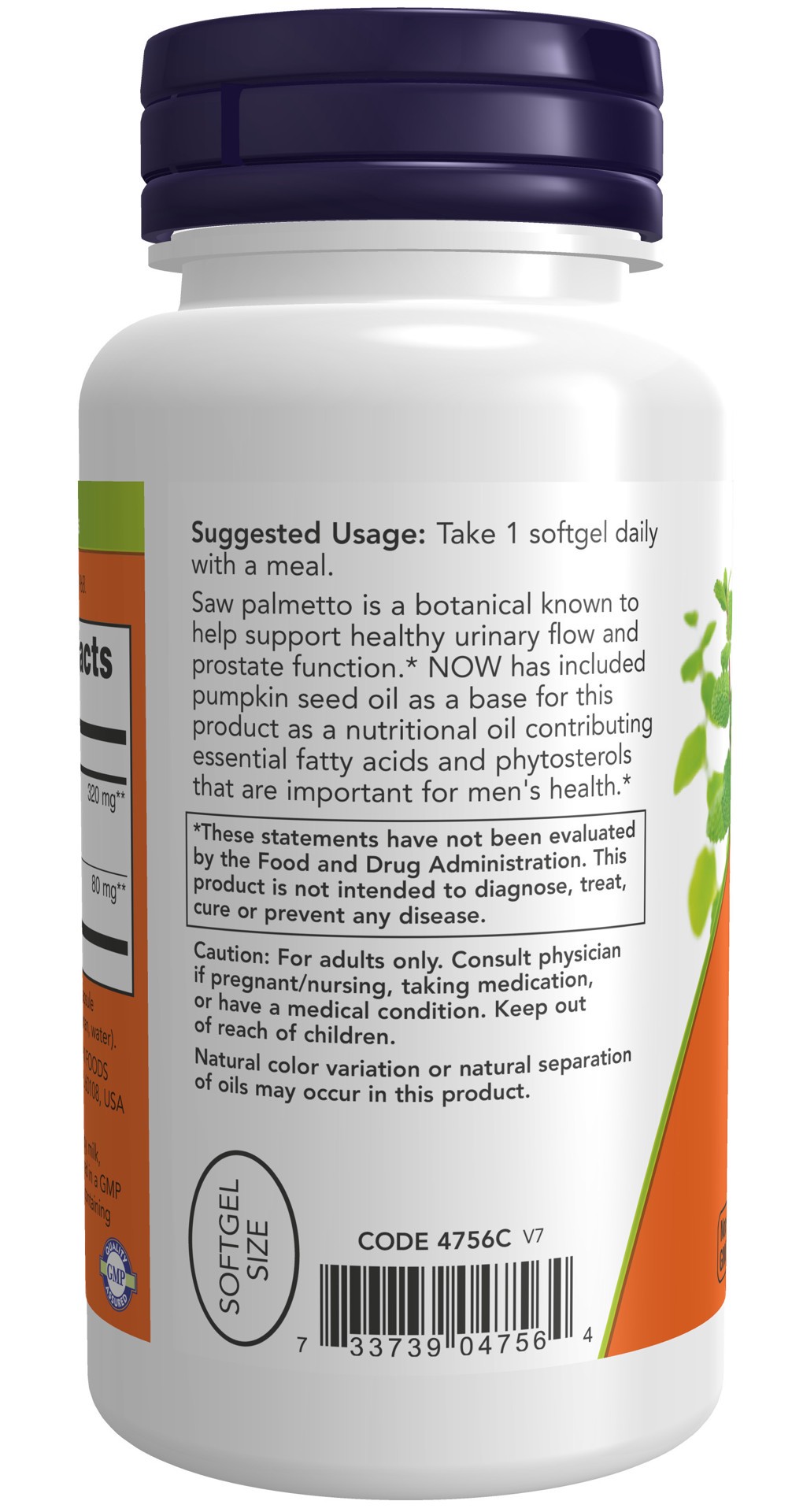 slide 2 of 4, NOW Saw Palmetto Extract 320 mg - 90 Veggie Softgels, 90 ct