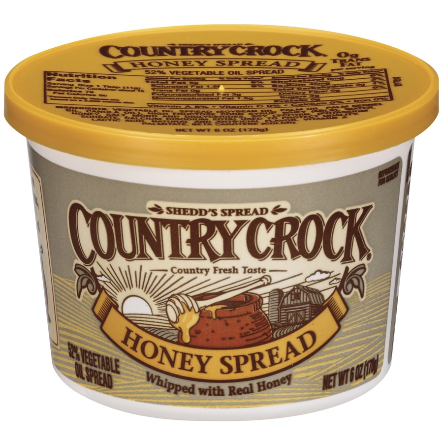 slide 1 of 1, Shedd's Spread Country Crock Honey 52% Vegetable Oil Spread Tub, 6 oz