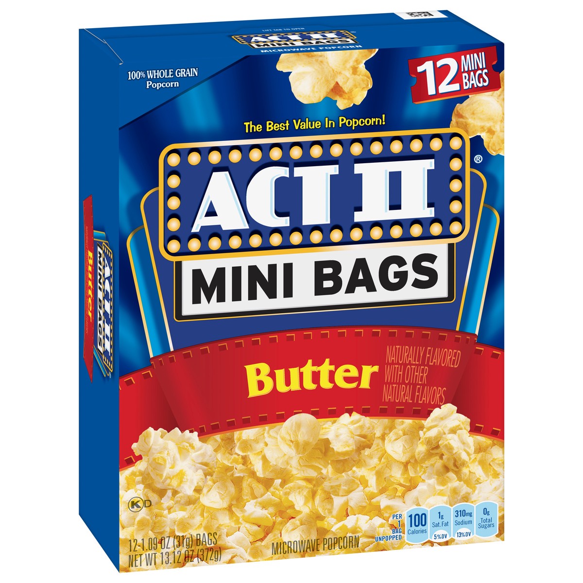 slide 2 of 9, ACT II Mini Bags Butter Microwave Popcorn 12 - 1.09 oz Bags, 12 ct