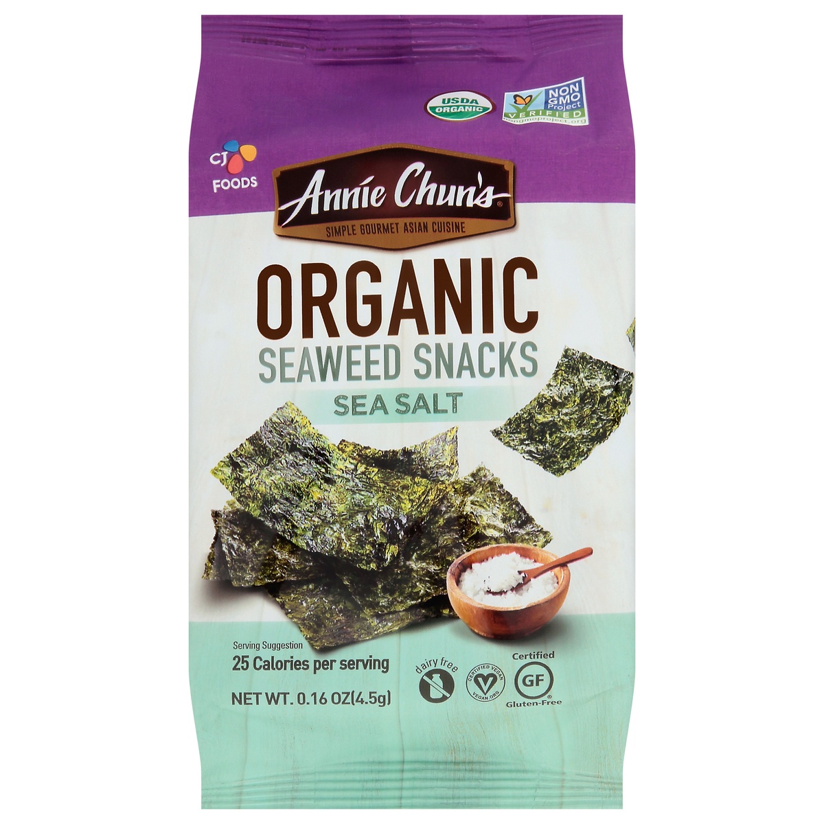 slide 1 of 1, Annie Chun's Organic Sea Salt Seaweed Snacks 0.16 oz, 