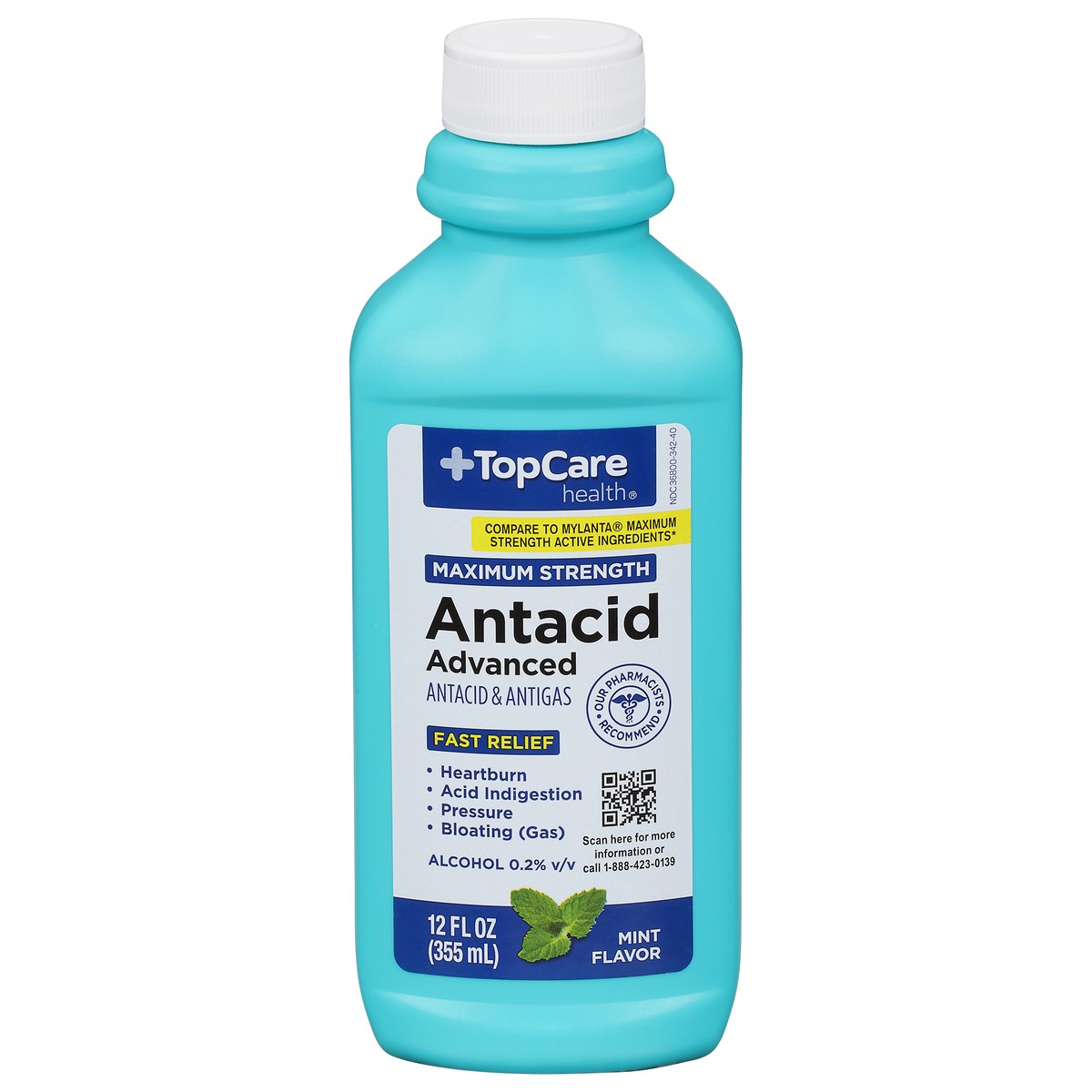 slide 1 of 9, TopCare Health Maximum Strength Advanced Mint Flavor Antacid 12 fl oz, 12 fl oz