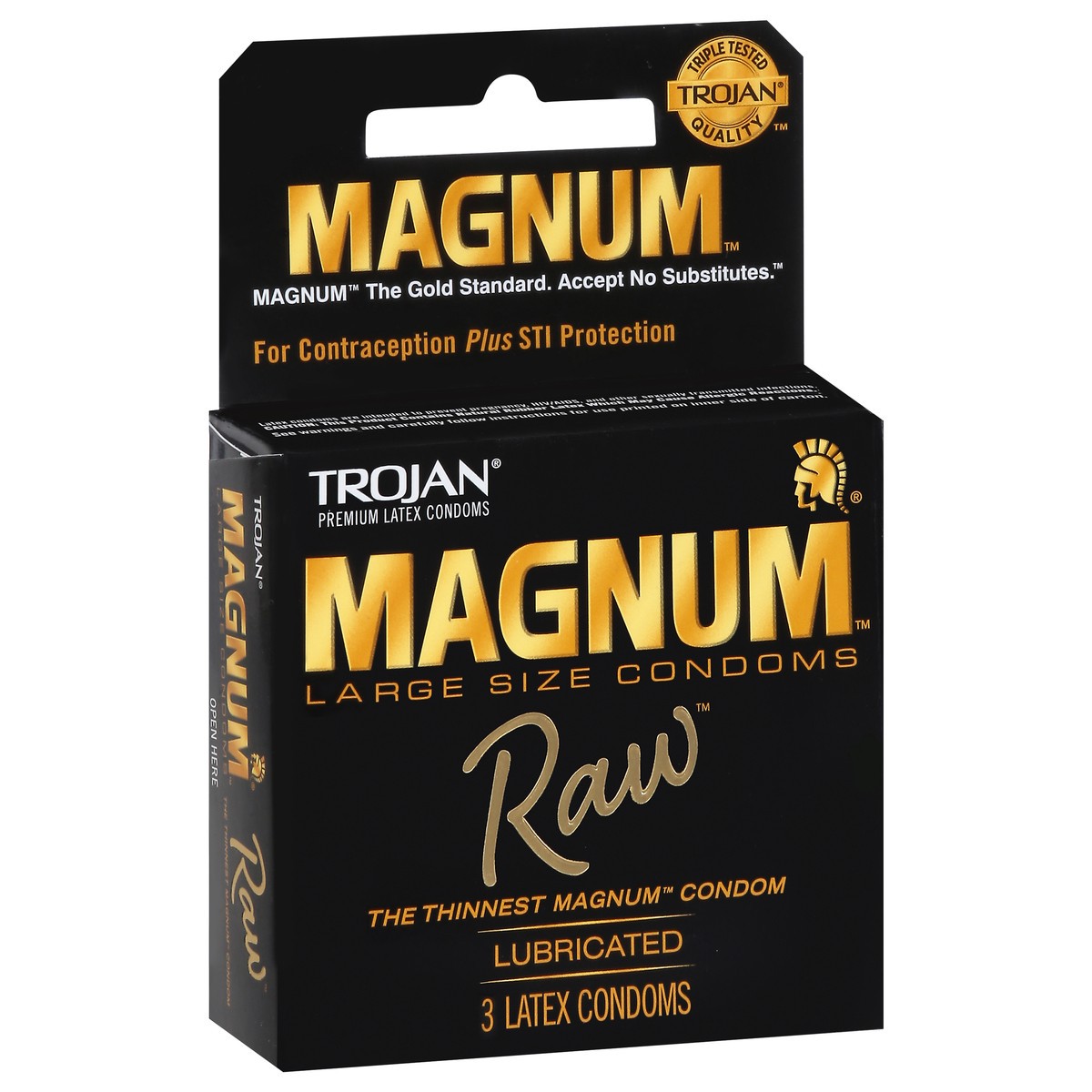 slide 8 of 9, Magnum Trojan Magnum Raw Large Size Condoms - 3 Count, 3 ct