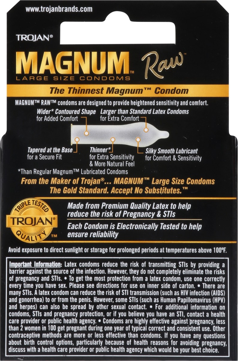 slide 4 of 9, Magnum Trojan Magnum Raw Large Size Condoms - 3 Count, 3 ct