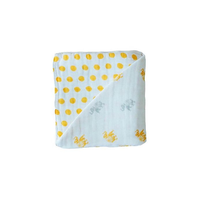 slide 1 of 1, Malabar baby Elephant Organic Cotton Blanket - Grey/Yellow, 1 ct