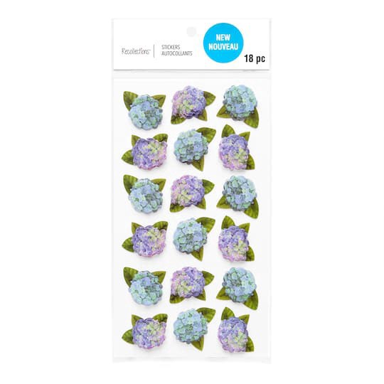 slide 1 of 4, Hydrangea Dimensional Stickers By Recollections, 3.87 in x 7 in