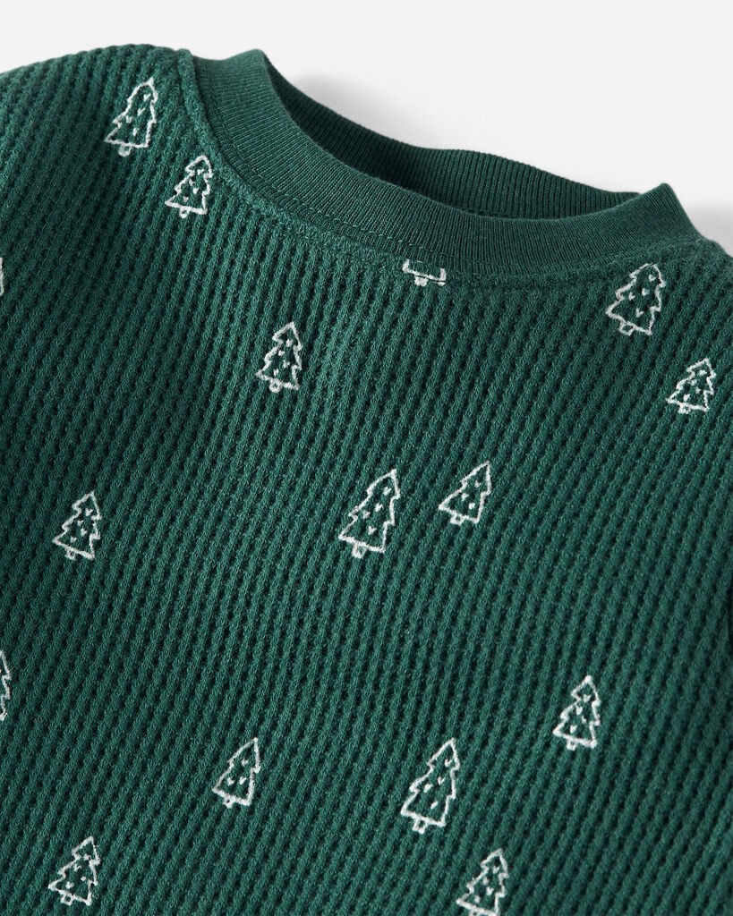 slide 2 of 3, Littleplanet Baby Christmas Tree Print Waffle Knit Pajamas Made with Organic Cotton Green 24M, 1 ct