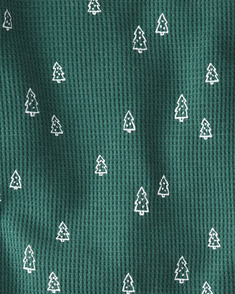 slide 3 of 3, Littleplanet Baby Christmas Tree Print Waffle Knit Pajamas Made with Organic Cotton Green 24M, 1 ct