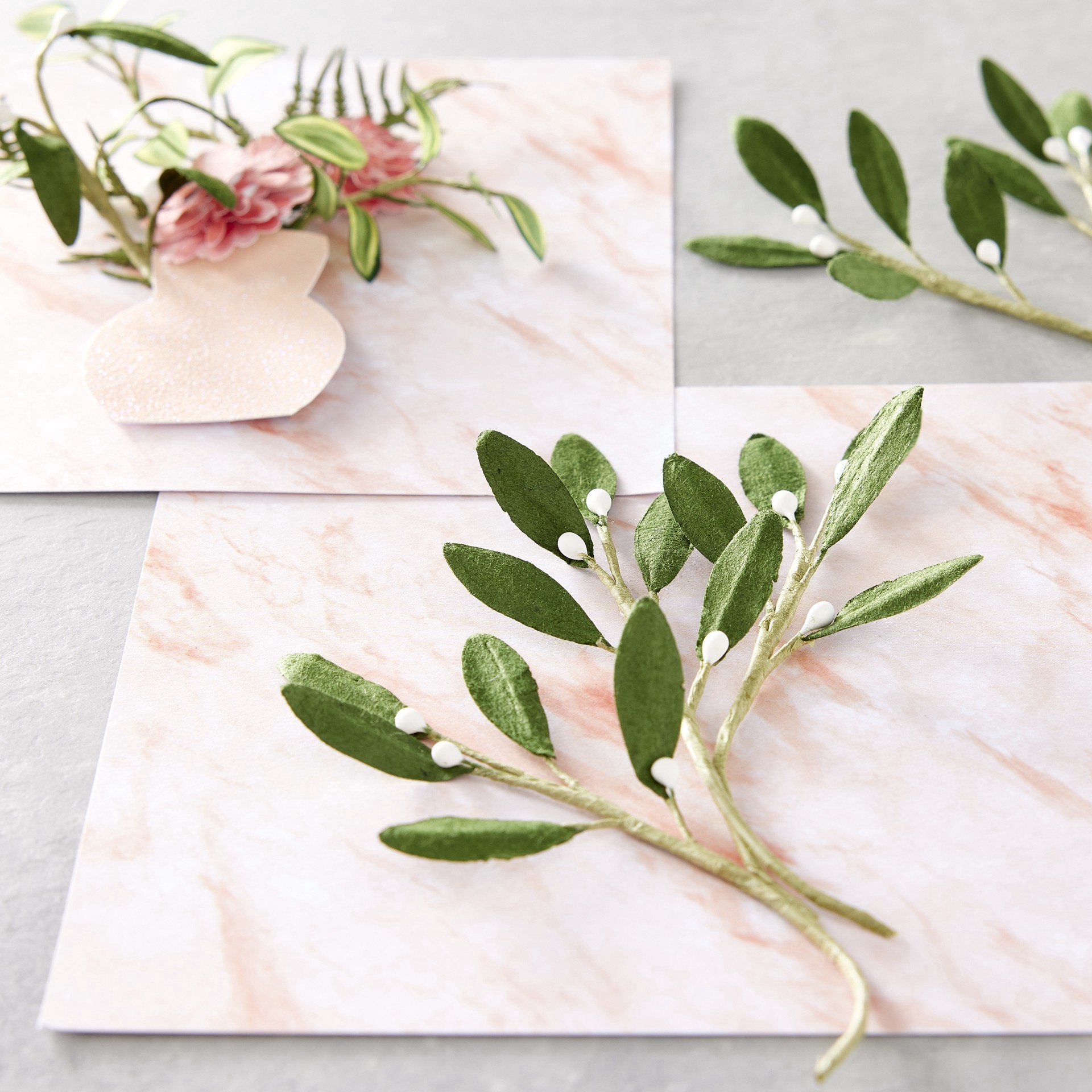 slide 3 of 3, Paper Boxwood Leaf Embellishments By Recollections, 3/8 in x 1 in